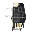 Garden Charcoal Rectangular BBQ Grill With Wooden Shelves